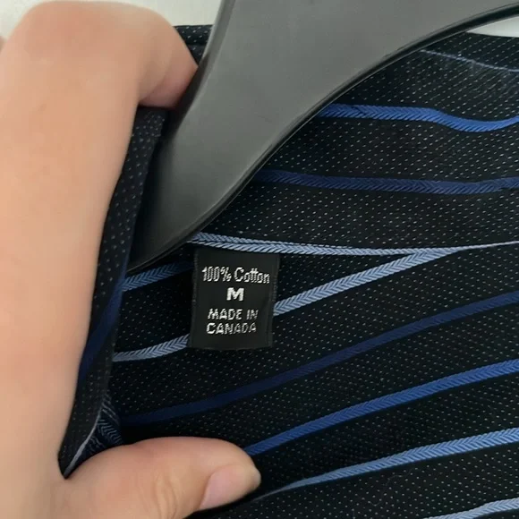 Ike Behar Black and Blue Men’s Striped Button Down ❤️ - Picture 6 of 8